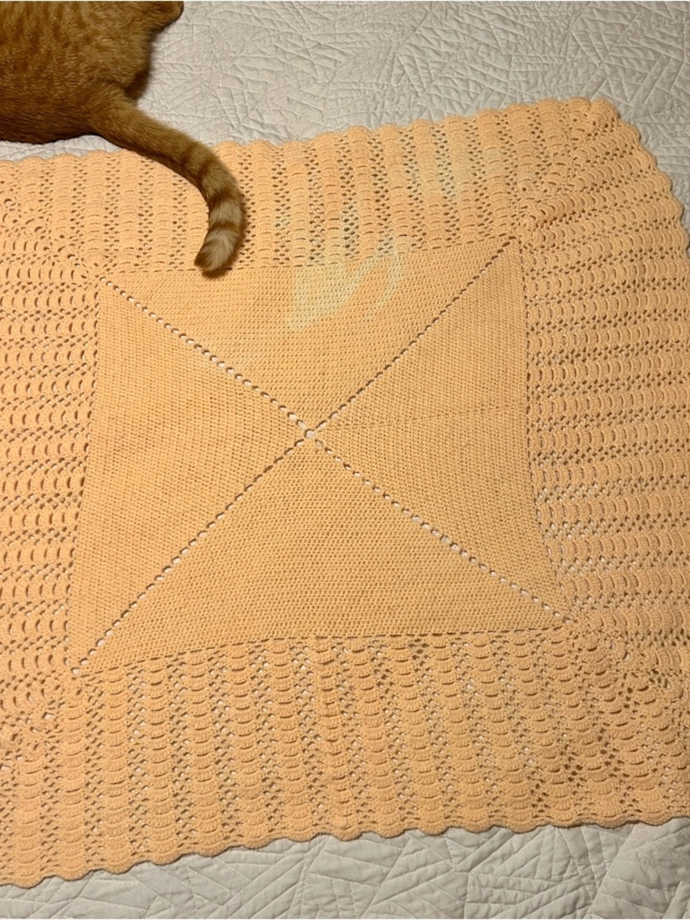 Handmade Crochet Afghan in Peach Color